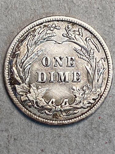 1907 Barber Silver Dime AU