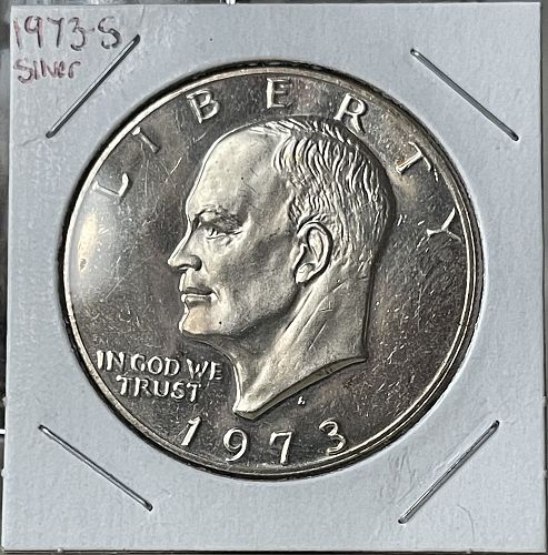 1973-S Eisenhower Silver Proof Dollar ~ 40% Silver Cameo-Like Proof Dollar