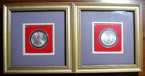 Two Framed Silver eagles Very NIce