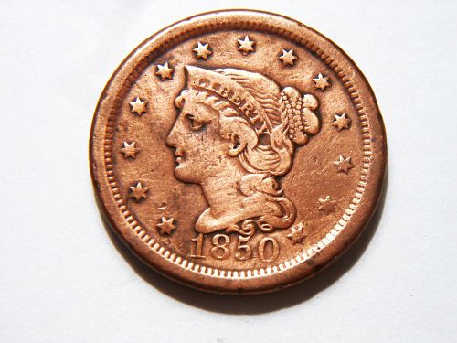 1850 Braided Hair Liberty Head Large Cent