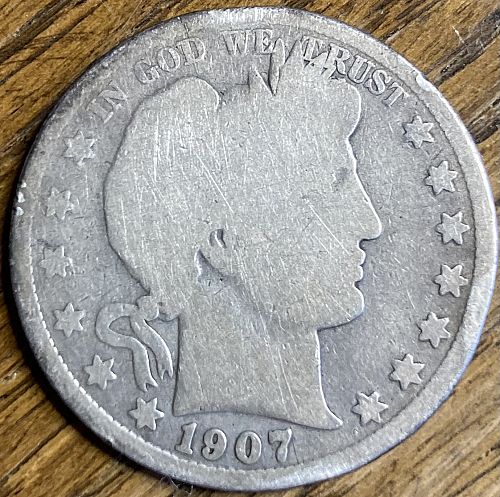 1907S better date barber half dollar