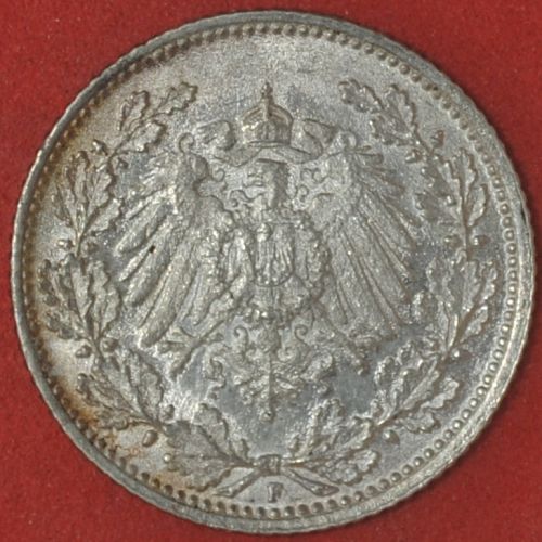 1915F Germany/Empire 1/2 Mark XF