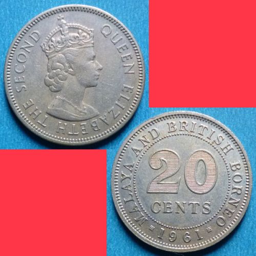 Malaya and British Borneo 20 Cents 1961 KM# 3