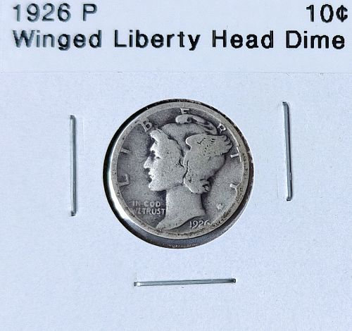 1926 P Winged Liberty Head Dime - Free Shipping for additional coins purchased on same invoice.