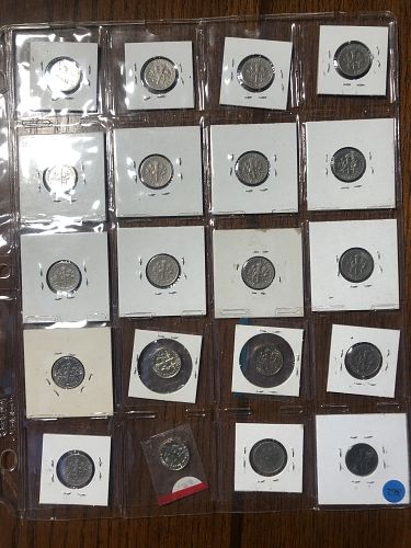 Roosevelt Dime Collection in 2X2 with page NICE
