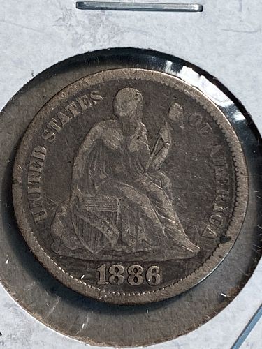 1886 Seated Liberty Silver Dime F