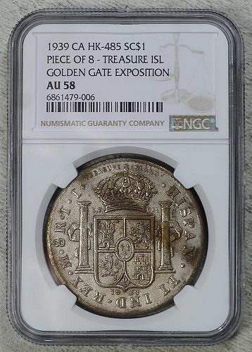 HK-485, 1939 GGIE Treasure Island Dollar, NGC AU-58, Scarce