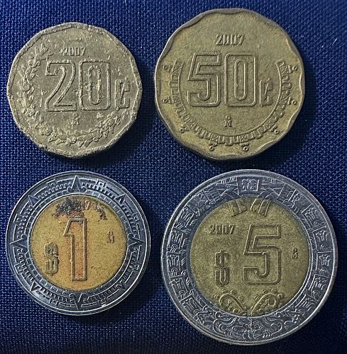 Mexico - 2007 - 5 and 1 Pesos; 50 and 20 Centavos [#1]