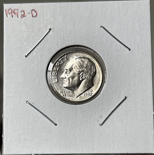 1992-D Roosevelt US Dime ~ Gem/Choice Brilliant Uncirculated MS63+