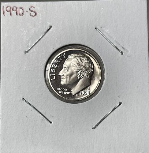 1990-S High Grade Deep Cameo Proof Roosevelt US Dime