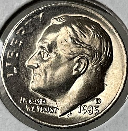 1985-D Roosevelt US Dime ~ Gem/Choice Brilliant Uncirculated MS63+