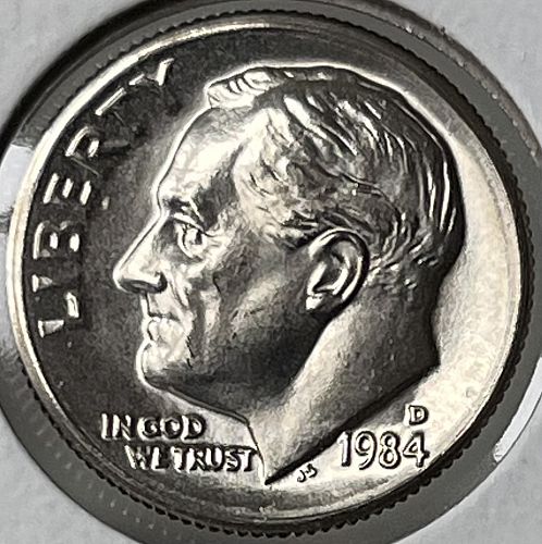 1984-D Roosevelt US Dime ~ Gem/Choice Brilliant Uncirculated MS63+