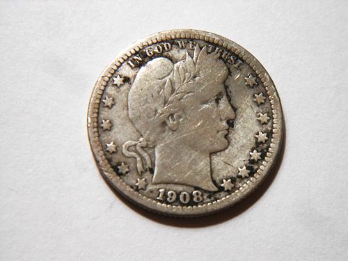 1908-O Silver Barber Quarter
