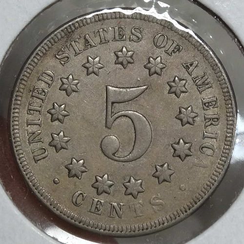 1867 No Rays Shield Nickel, Extremely Fine+, Original Type Coin   1122-21