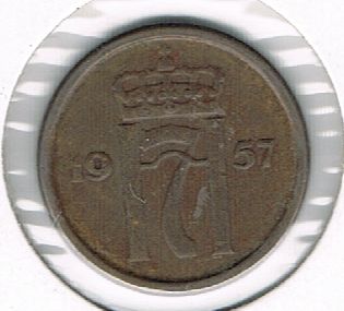 1 Øre - Haakon VII, Norway, 1957