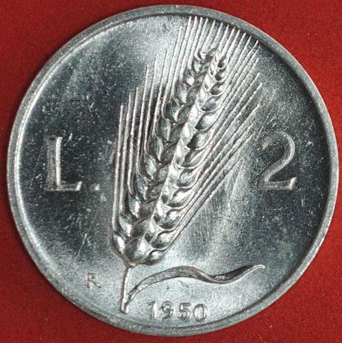 1950 Italy 2 Lire UNC