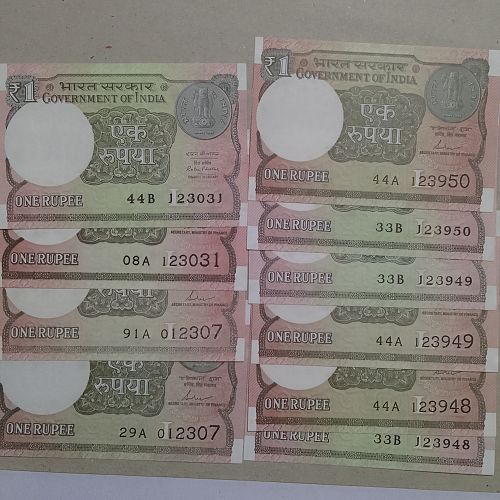 India UNC   MATCHING NUMBERS 5 PAIR