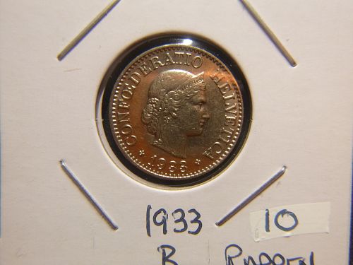 SWITZERLAND HELVETICA 1933 B 10 RAPPAN