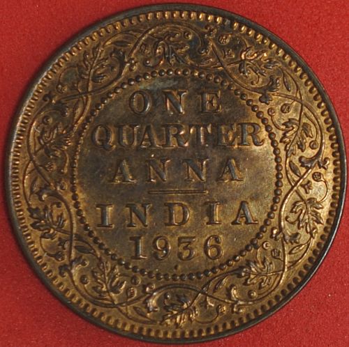 1936(b) India/British 1/4 Anna UNC