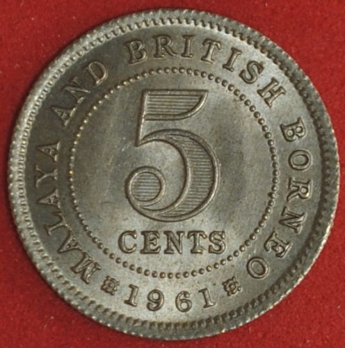 1961 Malaya and British Borneo 5 Cents UNC