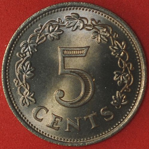 1972 Malta 5 Cents UNC