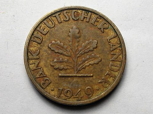 1949-F Federal Republic of Germany FRG 5 Pfennig VF+   KM-102