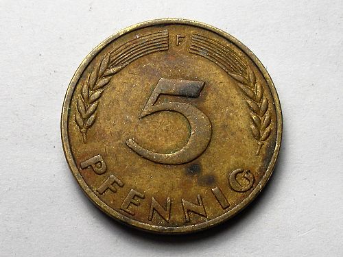 1949-F Federal Republic of Germany FRG 5 Pfennig VF+   KM-102