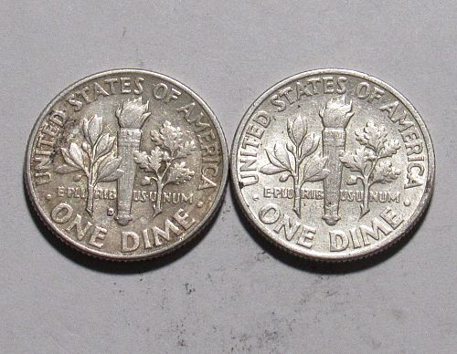 1963 P&D Roosevelt Dimes in circulated condition