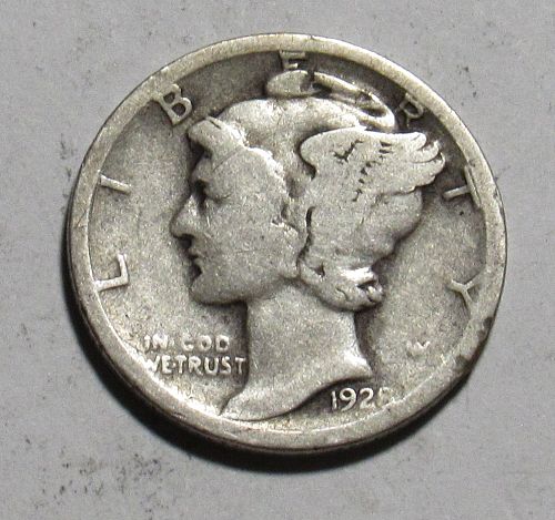 1928 S Mercury Dime in circulated condition