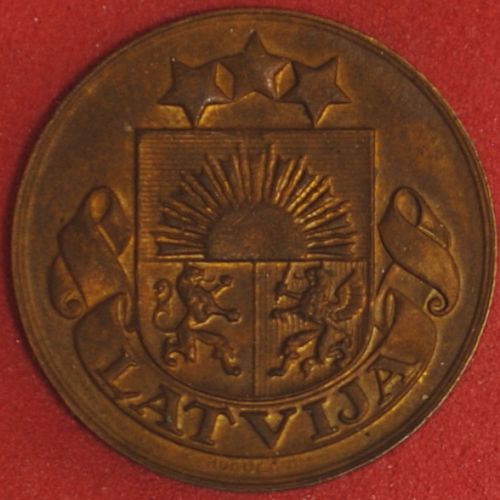 1924 Latvia Santim AU++