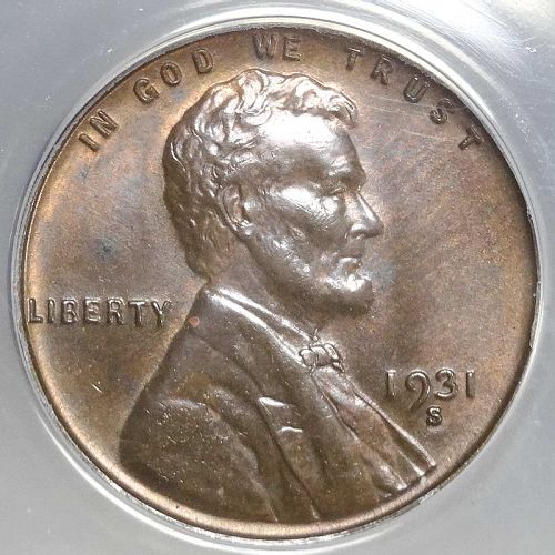 1931-S Lincoln Cent, Choice Uncirculated, ANACS MS-63BN, Popular Semi Key Date