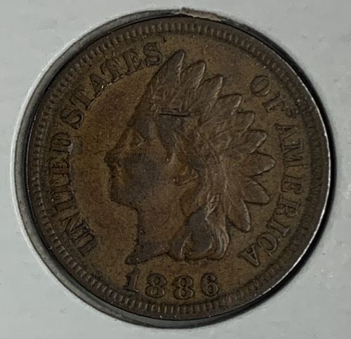 1886 T-2 Indian Head Cent XF Brown (#5605)