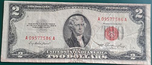 1953 Red Seal $2 Dollar Bill