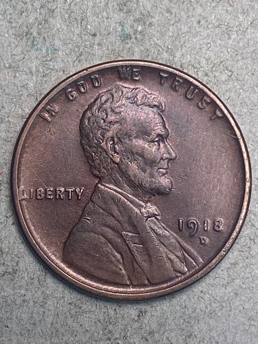 1918-D Lincoln Cent Ch AU55