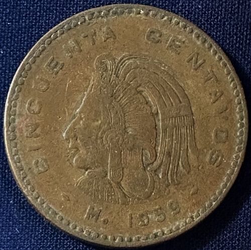 Mexico - 1959 = 50 Centavos [mintage 4,540,000]