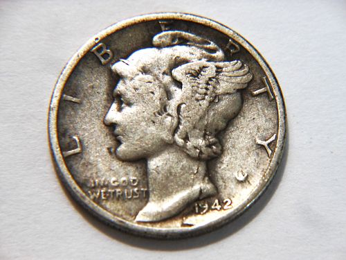 *RARE* 1942-P Silver Mercury Dime with *Lamination Error*