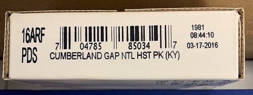 2016 Cumberland Gap NTL HST PK (KY) Roll PDS Set, OGP (5655)