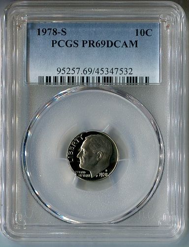 1978 - S  ROOSEVELT   DIME  --  PCGS  --  PR 69 DCAM