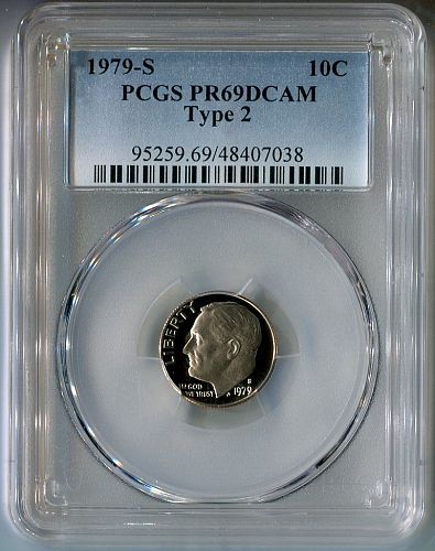 1979 - S  ROOSEVELT   DIME  --  PCGS  --  PR 69 DCAM  -  TYPE 2