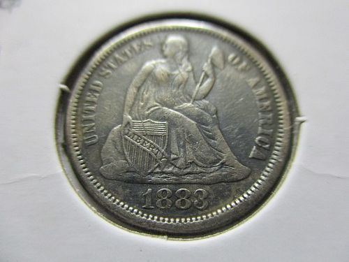 1883  AU50 Seated Liberty Dime.  Item: 10 S83-02.