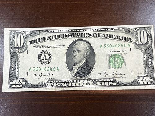 1950 $10 Dollar Federal Reserve Note - VF+ Condition