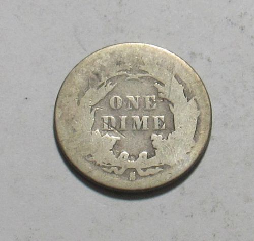 1888 S Seated Liberty Dime in circulated condition