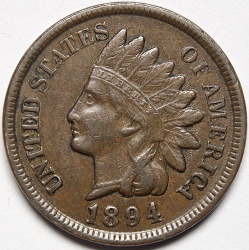 1894 P Indian Head Cent #61 Natural Brown