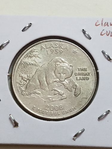 2008 P Alaska State Washington Quarter CUD Claw Error