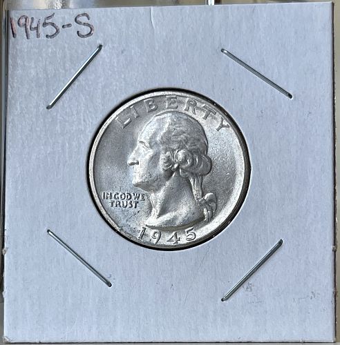 1945-S Washington Silver Quarter ~ Choice Brilliant Uncirculated MS63+