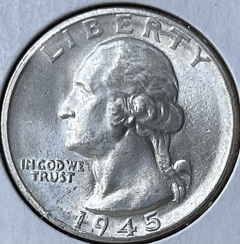 1945-S Washington Silver Quarter ~ Choice Brilliant Uncirculated MS63+