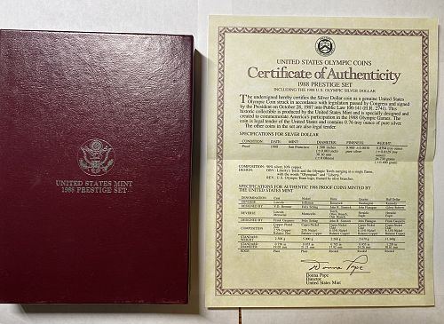 1988-S Mint Prestige Silver Proof set w/US Olympic Silver Dollar