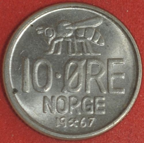 1967 Norway 10 Ore UNC