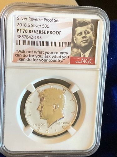 2018-S Silver Reverse Proof Kennedy Half Dollar. NGC PF 70