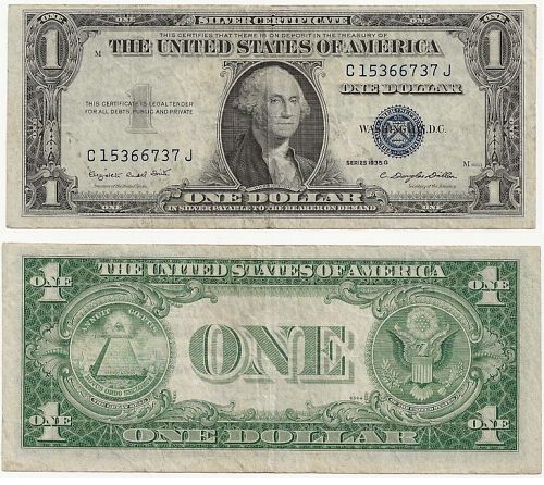 1935 G US $1 Silver Certificate (CJ Block) w/o MOTTO (Fr#1616) - SMITH/DILLON